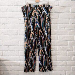 Chico’s 4 Pull On Pants Womens XXL Black Multicolor Travel Comfy Stretch Short.